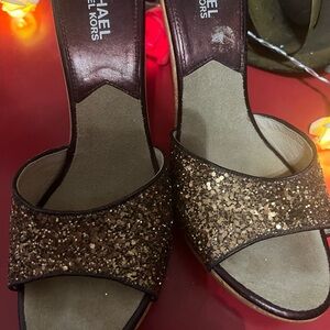 Michael Kors Glitter Heels - Gold and Brown